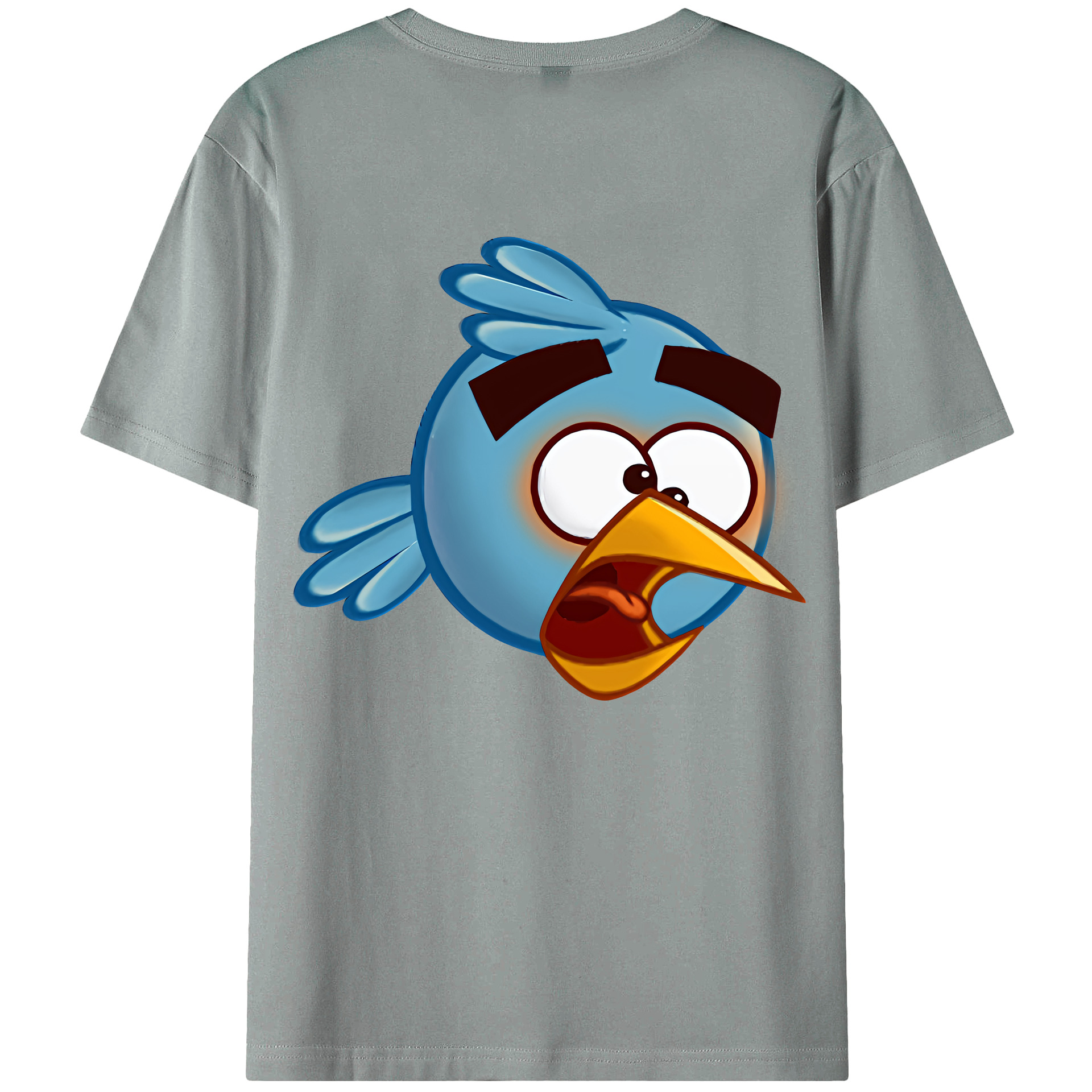 （画像用） Angry Birds アングリーバード 綿100％ メンズ半袖Tシャツ（バックプリント） 通気性